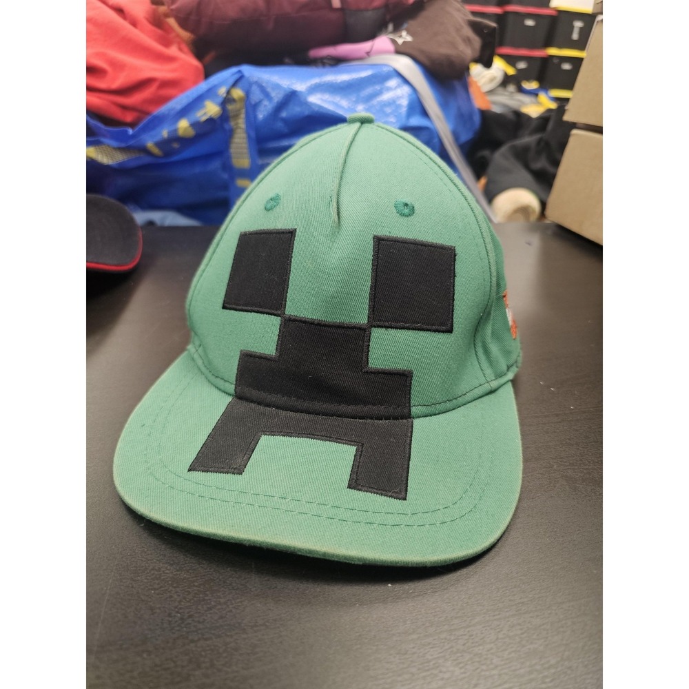 Minecraft Creeper Hat Cap Snap Back Green Jinx One Size Mens TNT Check Brim‎